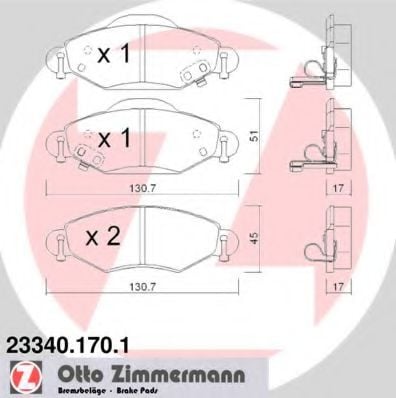 23340.170.1 ZIMMERMANN Brake System Brake Pad Set, disc brake