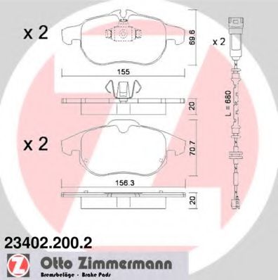 23402.200.2 ZIMMERMANN Тормозная система Комплект тормозных колодок, дисковый тормоз