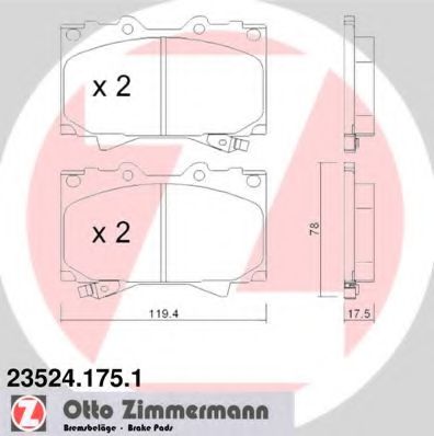 23524.175.1 ZIMMERMANN Brake Pad Set, disc brake