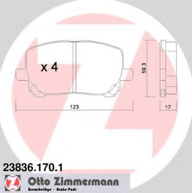 23836.170.1 ZIMMERMANN Brake System Brake Pad Set, disc brake