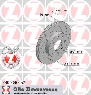 280.2088.52 ZIMMERMANN Brake System Brake Disc