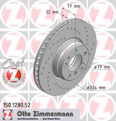 150.1280.52 ZIMMERMANN Brake System Brake Disc