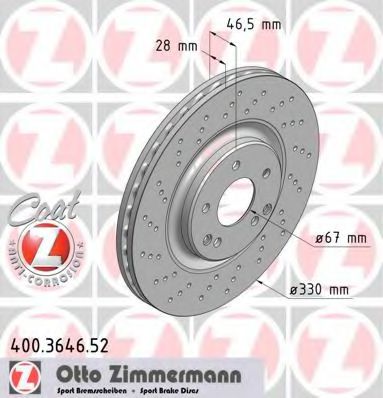 400.3646.52 ZIMMERMANN Brake System Brake Disc