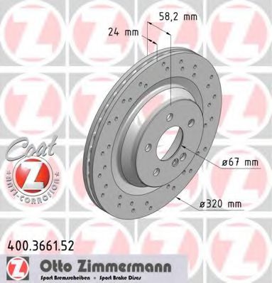 400.3661.52 ZIMMERMANN Brake System Brake Disc