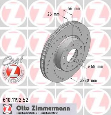 610.1192.52 ZIMMERMANN Brake System Brake Disc