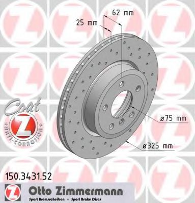 150.3431.52 ZIMMERMANN Brake System Brake Disc