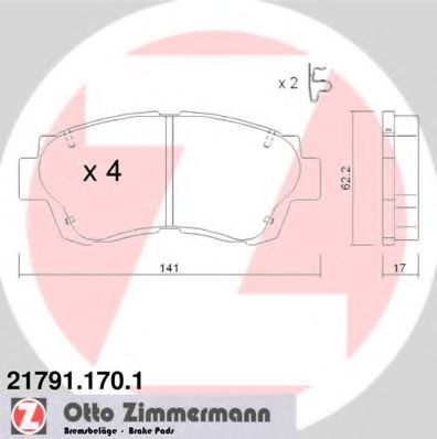21791.170.1 ZIMMERMANN Brake Pad Set, disc brake
