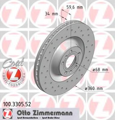100.3305.52 ZIMMERMANN Brake System Brake Disc