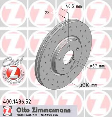 400.1436.52 ZIMMERMANN Brake Disc