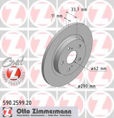 590.2599.20 ZIMMERMANN Brake System Brake Disc