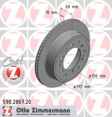 590.2807.20 ZIMMERMANN Brake System Brake Disc