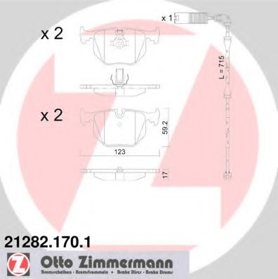 21282.170.1 ZIMMERMANN Brake System Brake Pad Set, disc brake