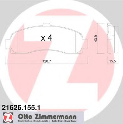 21626.155.1 ZIMMERMANN Brake System Brake Pad Set, disc brake