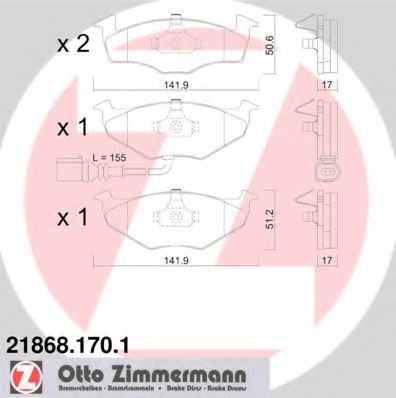 21868.170.1 ZIMMERMANN Тормозная система Комплект тормозных колодок, дисковый тормоз