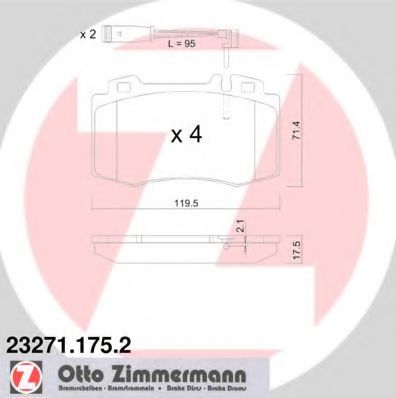 23271.175.2 ZIMMERMANN Brake Pad Set, disc brake