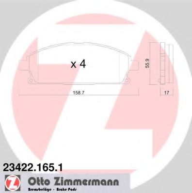23422.165.1 ZIMMERMANN Brake System Brake Pad Set, disc brake