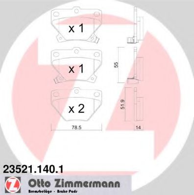 23521.140.1 ZIMMERMANN Brake System Brake Pad Set, disc brake