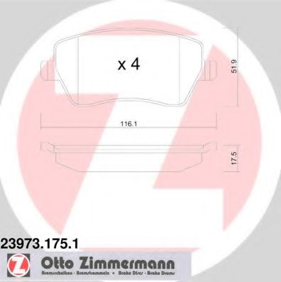 23973.175.1 ZIMMERMANN Brake Pad Set, disc brake