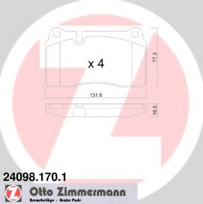 24098.170.1 ZIMMERMANN Brake System Brake Pad Set, disc brake