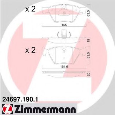 24697.190.1 ZIMMERMANN Brake System Brake Pad Set, disc brake