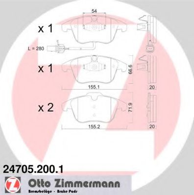 24705.200.1 ZIMMERMANN Brake System Brake Pad Set, disc brake