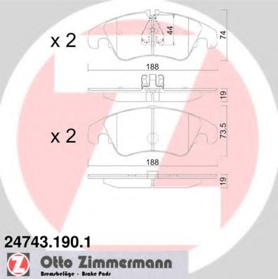 24743.190.1 ZIMMERMANN Тормозная система Комплект тормозных колодок, дисковый тормоз