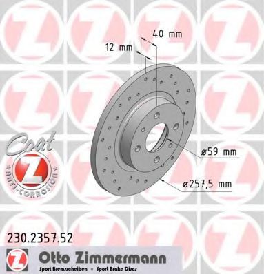 230.2357.52 ZIMMERMANN Brake System Brake Disc