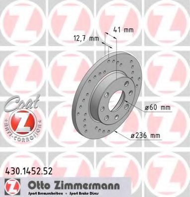 430.1452.52 ZIMMERMANN Brake System Brake Disc