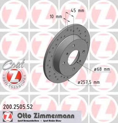 200.2505.52 ZIMMERMANN Brake System Brake Disc