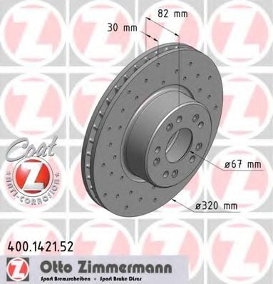 400.1421.52 ZIMMERMANN Brake System Brake Disc