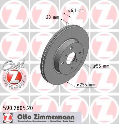 590.2805.20 ZIMMERMANN Brake System Brake Disc