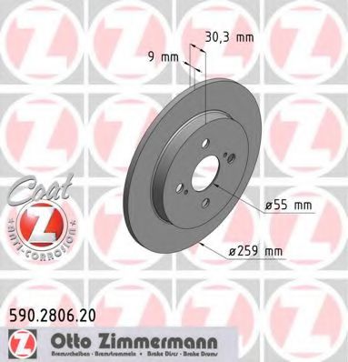 590.2806.20 ZIMMERMANN Brake System Brake Disc