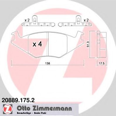 20889.175.2 ZIMMERMANN Brake System Brake Pad Set, disc brake