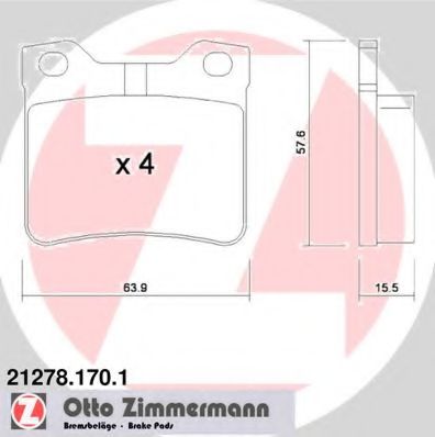 21278.170.1 ZIMMERMANN Тормозная система Комплект тормозных колодок, дисковый тормоз