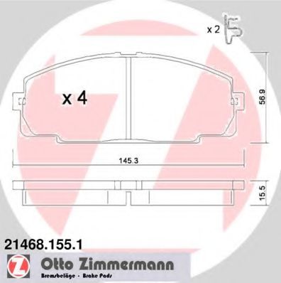 21468.155.1 ZIMMERMANN Brake System Brake Pad Set, disc brake