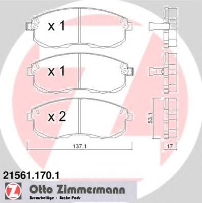 21561.170.1 ZIMMERMANN Brake System Brake Pad Set, disc brake
