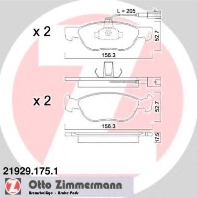 21929.175.1 ZIMMERMANN Тормозная система Комплект тормозных колодок, дисковый тормоз