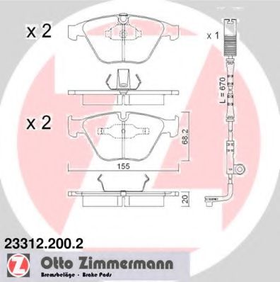23312.200.2 ZIMMERMANN Brake System Brake Pad Set, disc brake