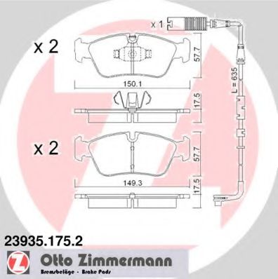 23935.175.2 ZIMMERMANN Brake System Brake Pad Set, disc brake