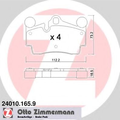 24010.165.9 ZIMMERMANN Brake Pad Set, disc brake
