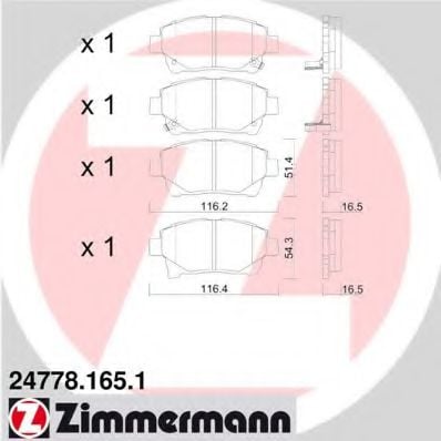 24778.165.1 ZIMMERMANN Brake System Brake Pad Set, disc brake