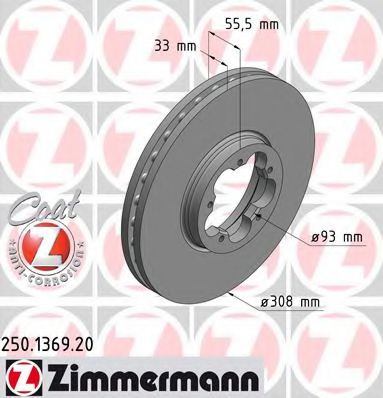 250.1369.20 ZIMMERMANN Brake System Brake Disc