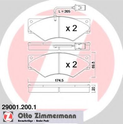 29001.200.1 ZIMMERMANN Тормозная система Комплект тормозных колодок, дисковый тормоз