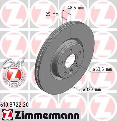 610.3722.20 ZIMMERMANN Brake System Brake Disc