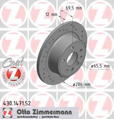 430.1471.52 ZIMMERMANN Brake System Brake Disc