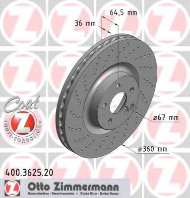 400.3625.20 ZIMMERMANN Brake System Brake Disc