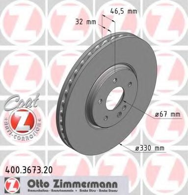 400.3673.20 ZIMMERMANN Brake System Brake Disc