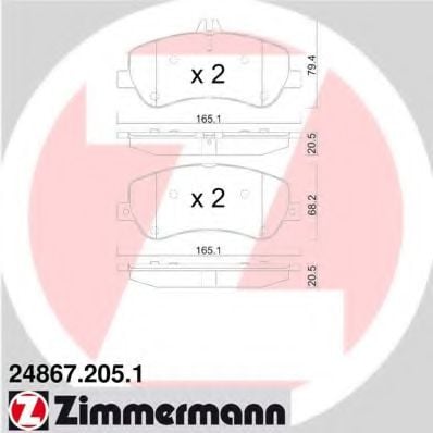 24867.205.1 ZIMMERMANN Brake System Brake Pad Set, disc brake