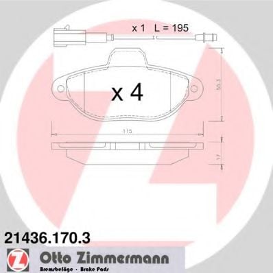 21436.170.3 ZIMMERMANN Brake Pad Set, disc brake