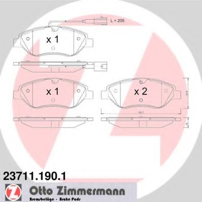 23711.190.1 ZIMMERMANN Brake System Brake Pad Set, disc brake